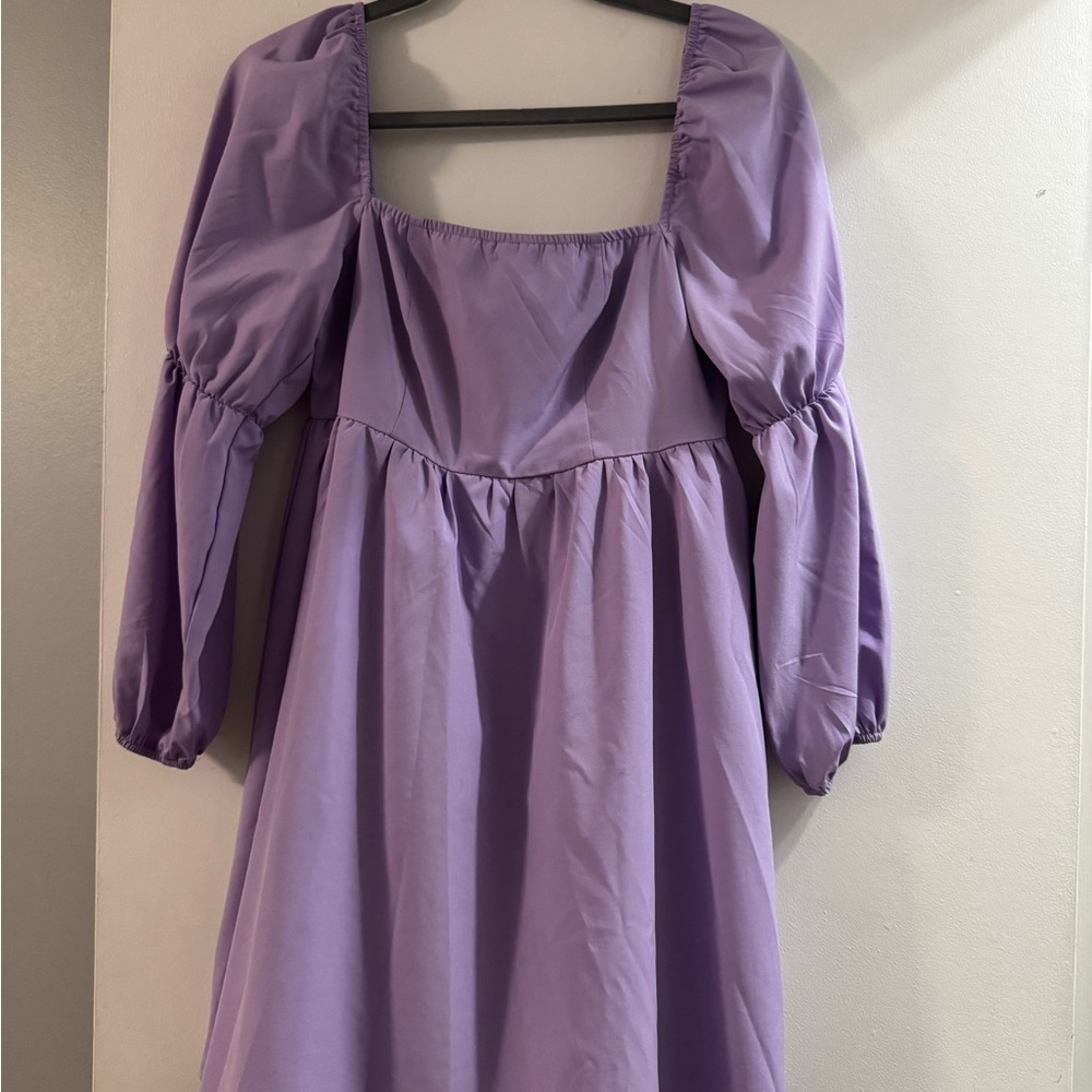 Purple Puff Sleeve Dress